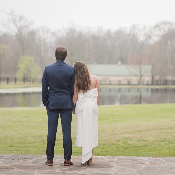 Lulus Fabulous Phenomenon White Strapless Bow Midi Dress Size Small - Picture 4 of 9